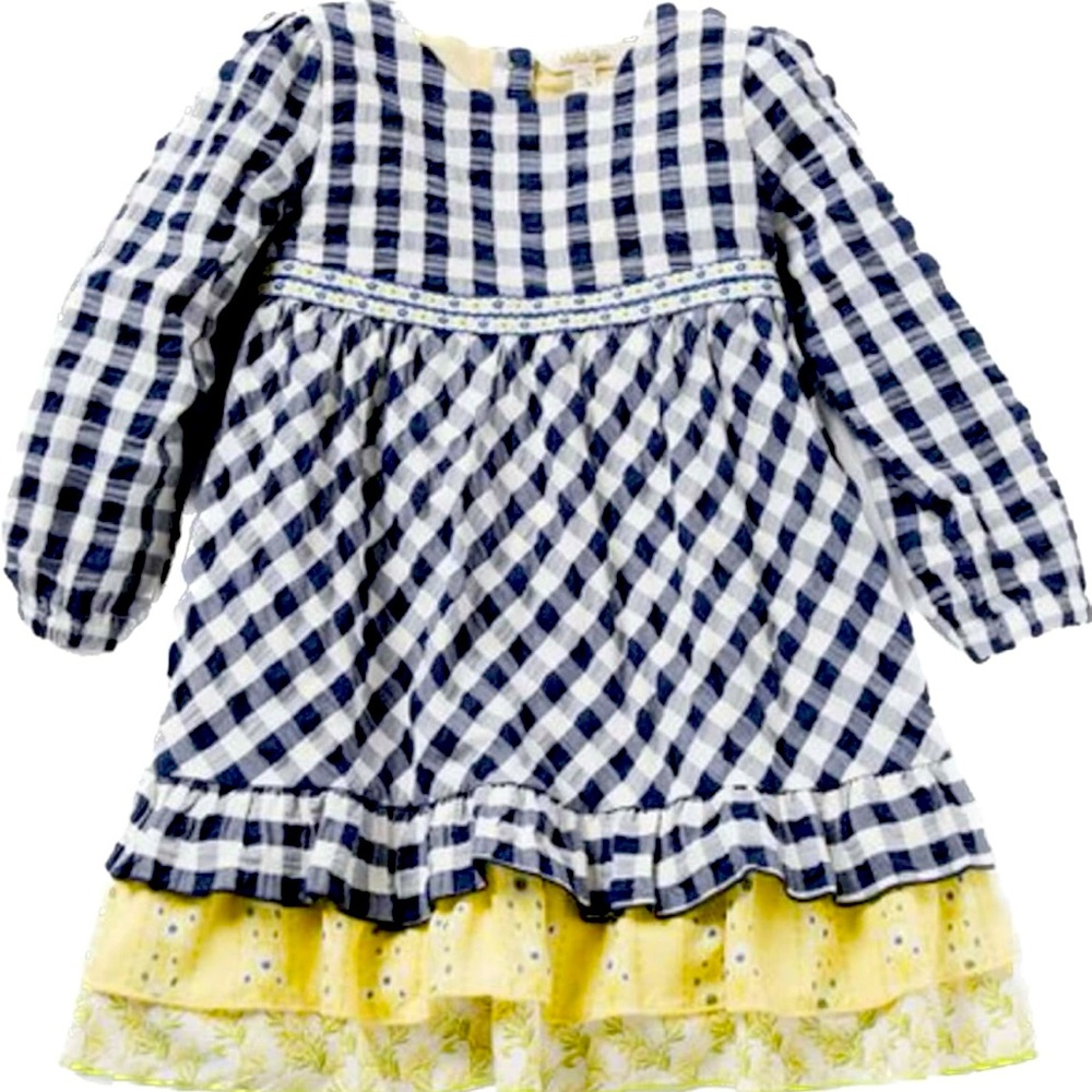 Matilda Jane Blue Checkered Dress with Ruffled Trim Size 8